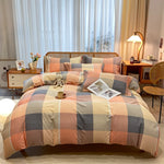 Housse de couette coton rayures à carreaux sur lit double