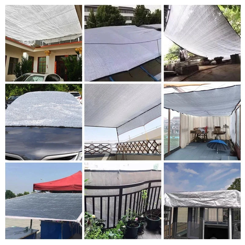 Voile d'ombrage utilisée comme abri pour camping en pleine nature