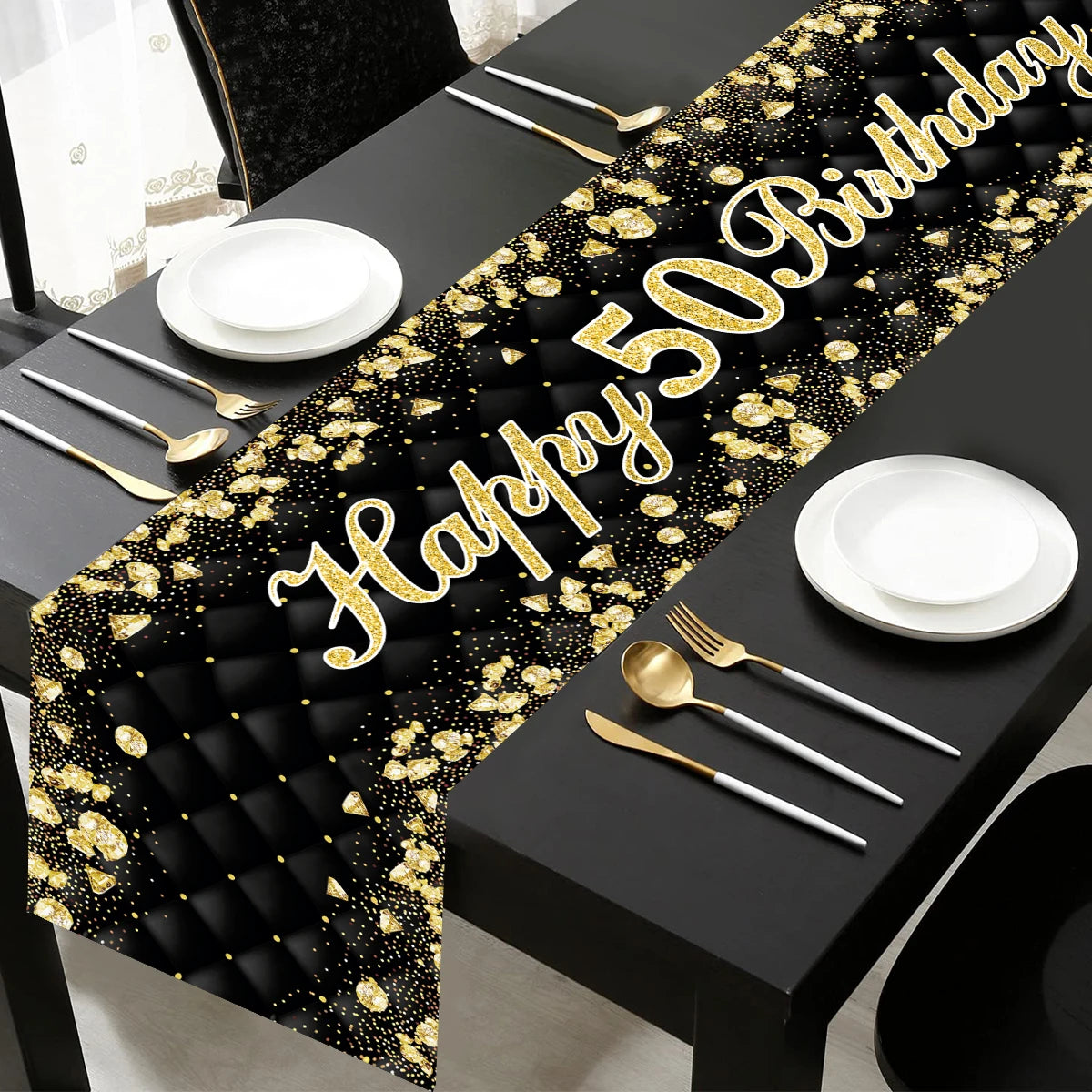 Vue de dessus du chemin de table sur une table de fête