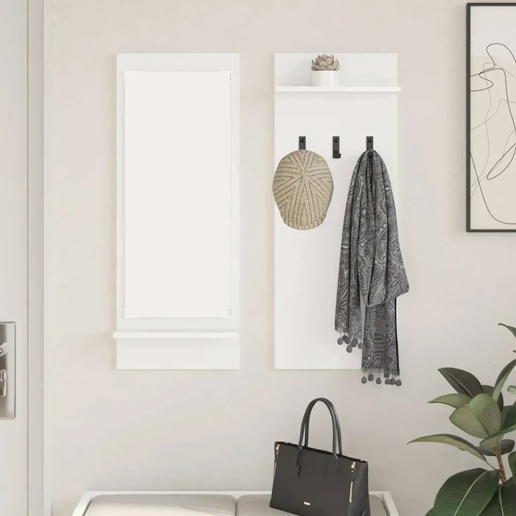 Porte-manteau mural blanc moderne avec étagères et crochets