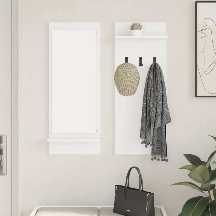 Porte-manteau mural blanc moderne avec étagères et crochets