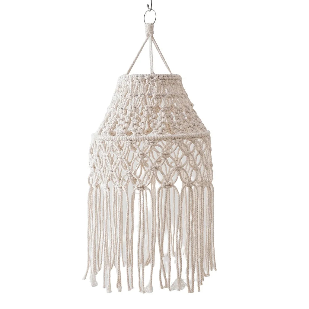 Abat-jour macramé noir vue de dessus