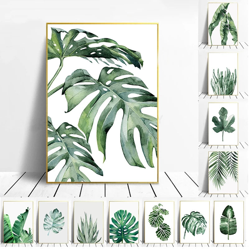 Affiche de plantes scandinave tableau mural moderne déco salon vert