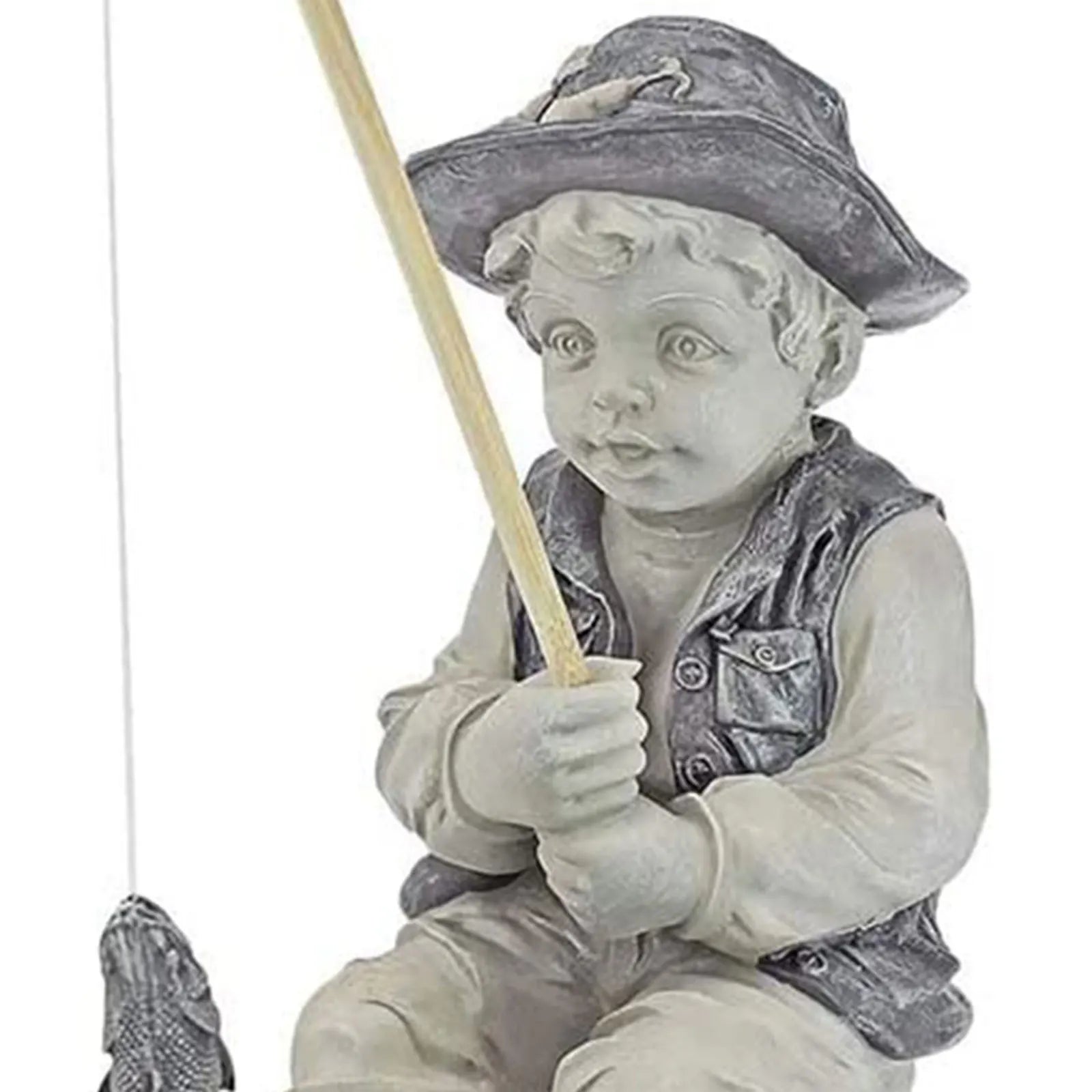 Sculpture pelouse pêcheur humour