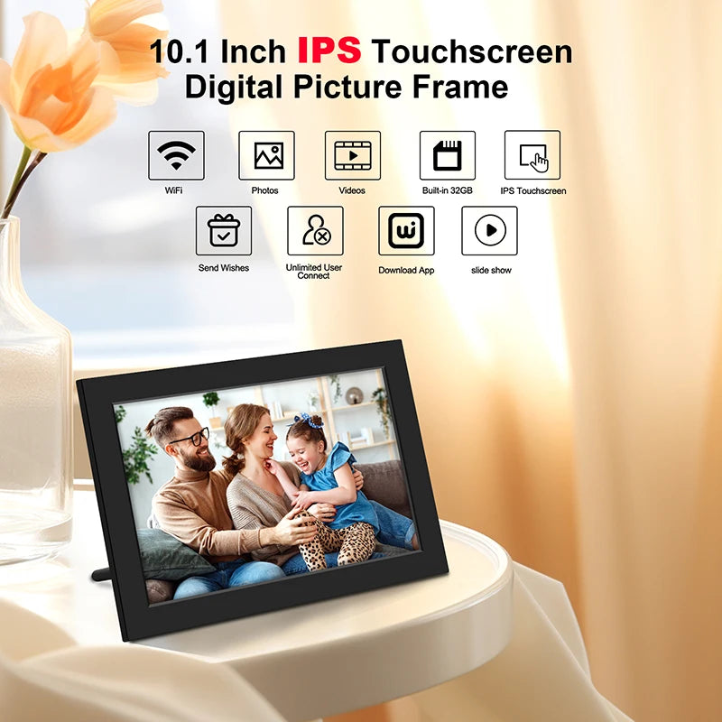Cadre photo numérique tactile avec menu à l'écran
