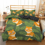 Housse de couette jungle avec tigre et feuilles de palmier