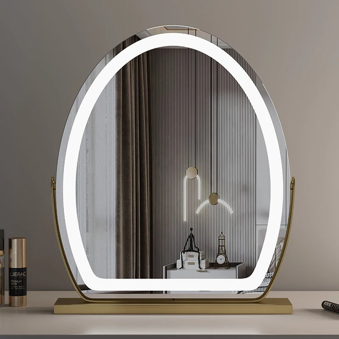 Miroir coiffeuse rond LED blanc avec éclairage 3 modes