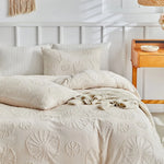 Housse de couette kaki broderie bohème touffeté microfibre