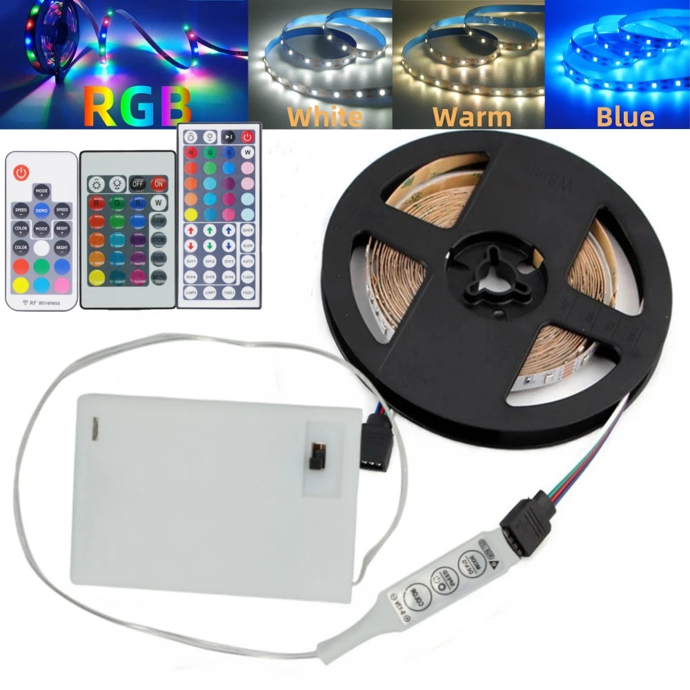 Ruban LED à piles coupé à la longueur souhaitée avec piles AA