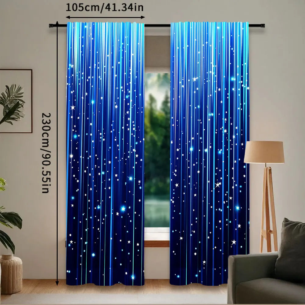 Rideau translucide bleu nuit pour salon