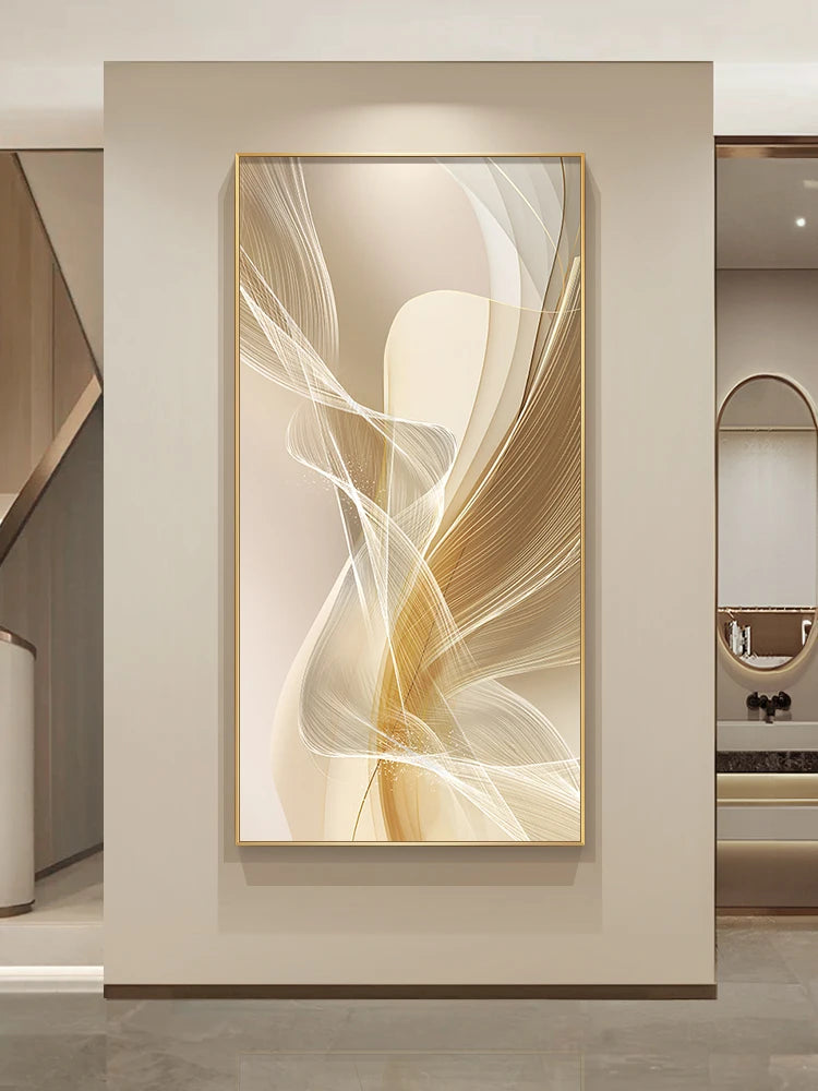 Applique murale LED design minimaliste allumée dans une entrée moderne