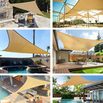 Voile d'ombrage verte créant de l'ombre pour un coin camping