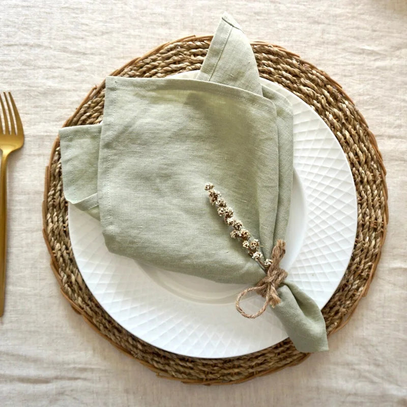 Serviette de table en lin pur 100% couleur rose