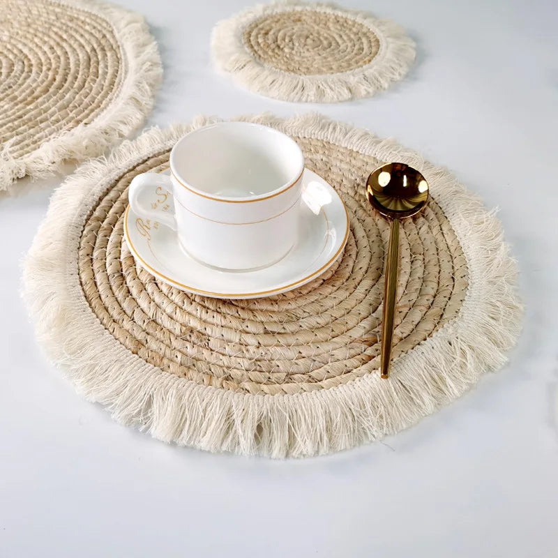 Set de table bohème en paille naturelle