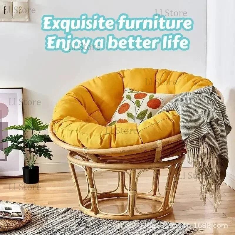 Coussin rond orange pour fauteuil papasan