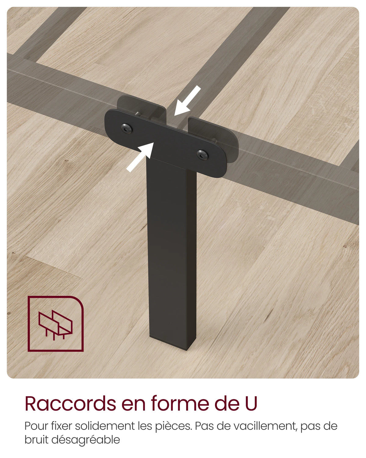 Détail de la structure métallique robuste du cadre de lit