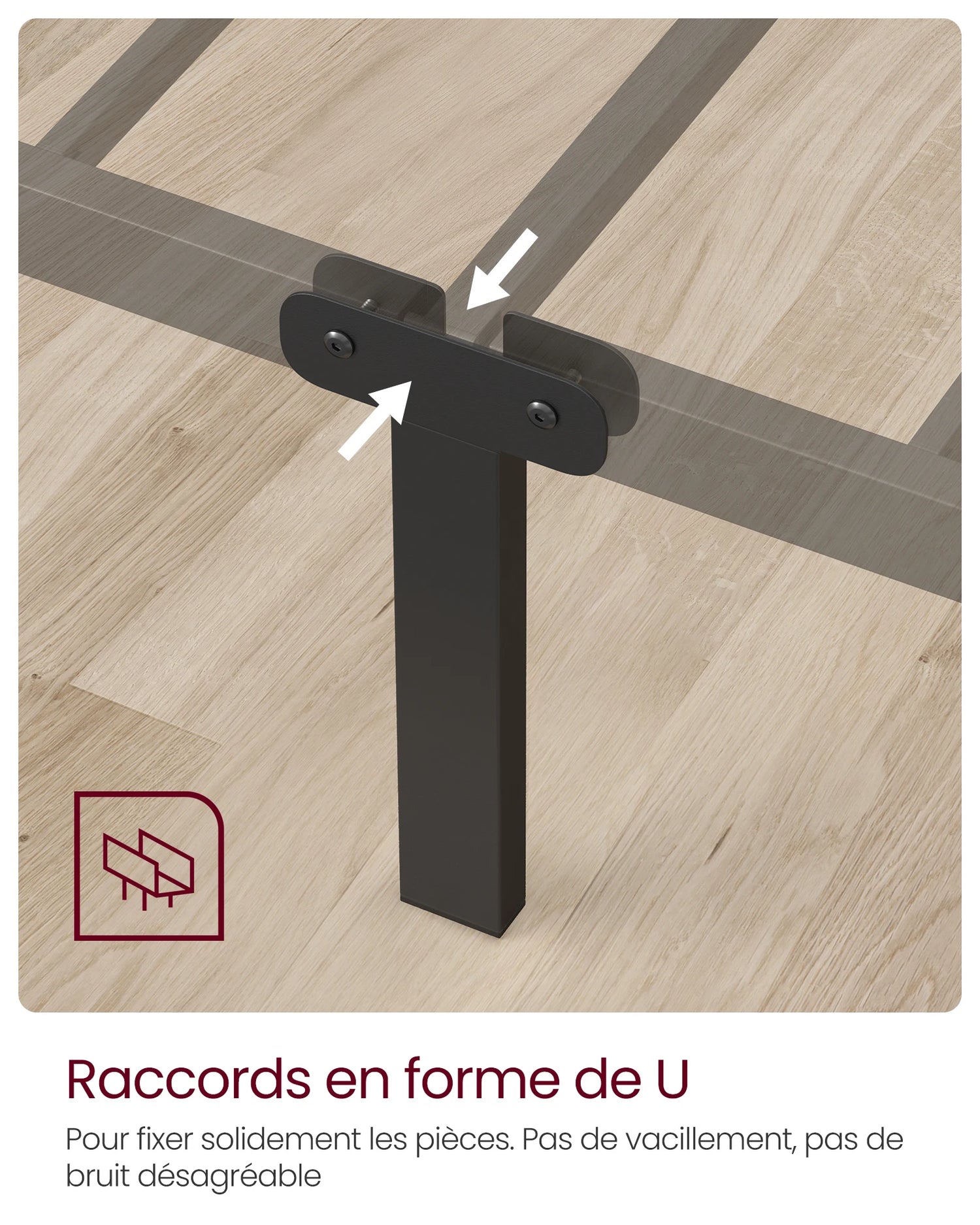 Détail de la structure métallique robuste du cadre de lit