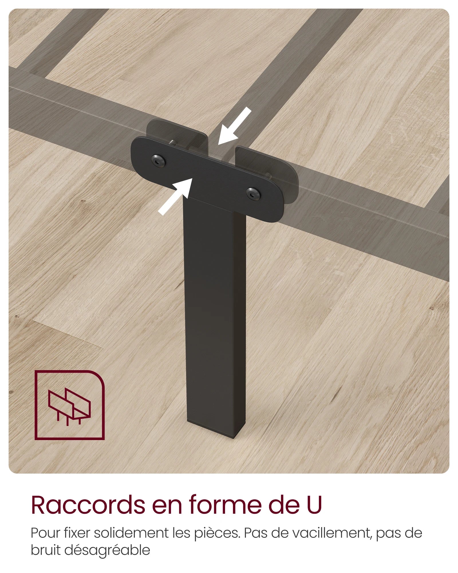 Détail de la structure métallique robuste du cadre de lit