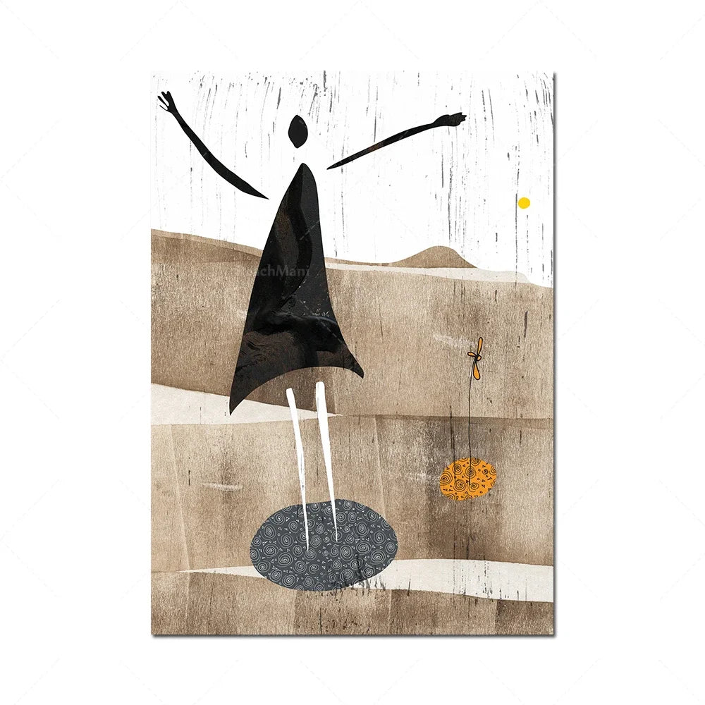La composition abstraite en noir et blanc avec des formes géométriques et des touches de couleur crée une scène visuelle intrigante et évocatrice.