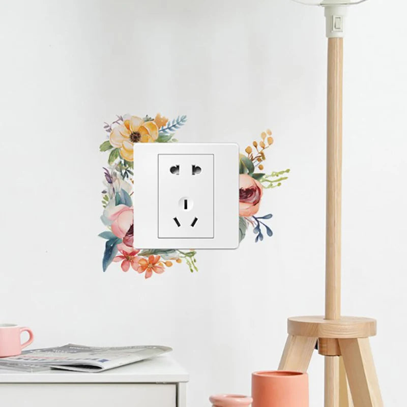 Autocollant interrupteur fleur romantique bleu