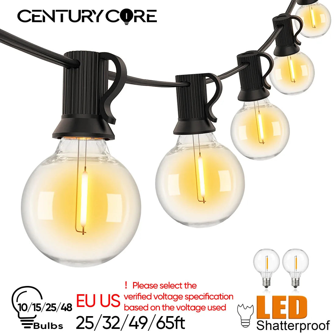Guirlande lumineuse G40 LED étanche pour extérieur illuminant un jardin