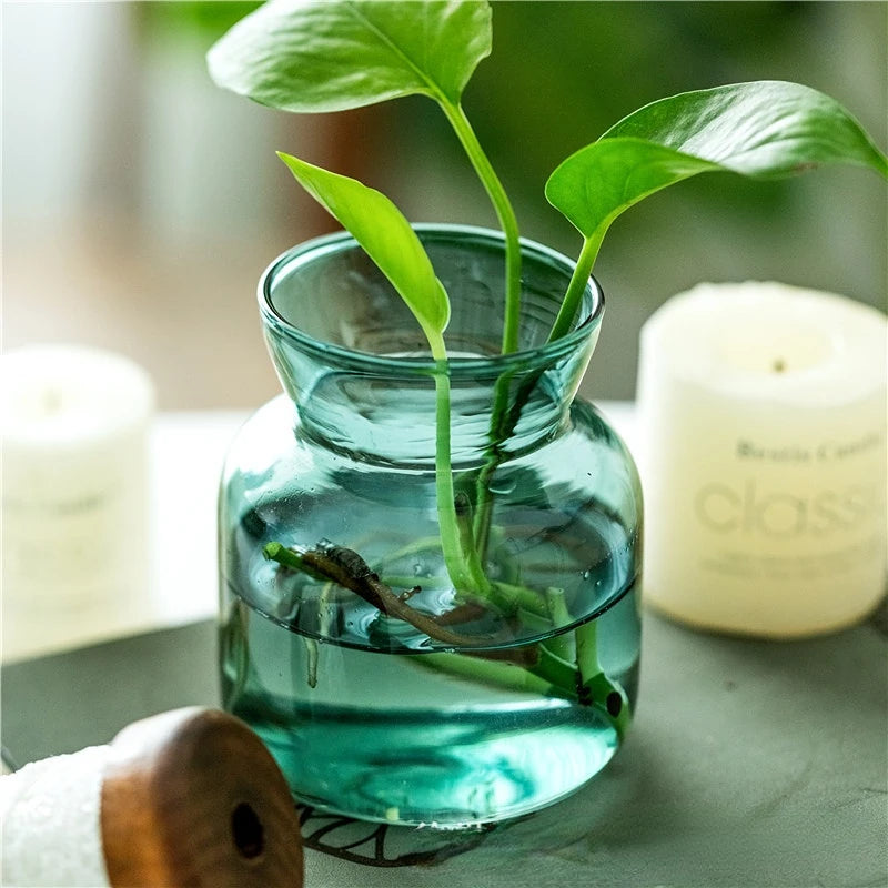 Vase en verre transparent pour centre de table