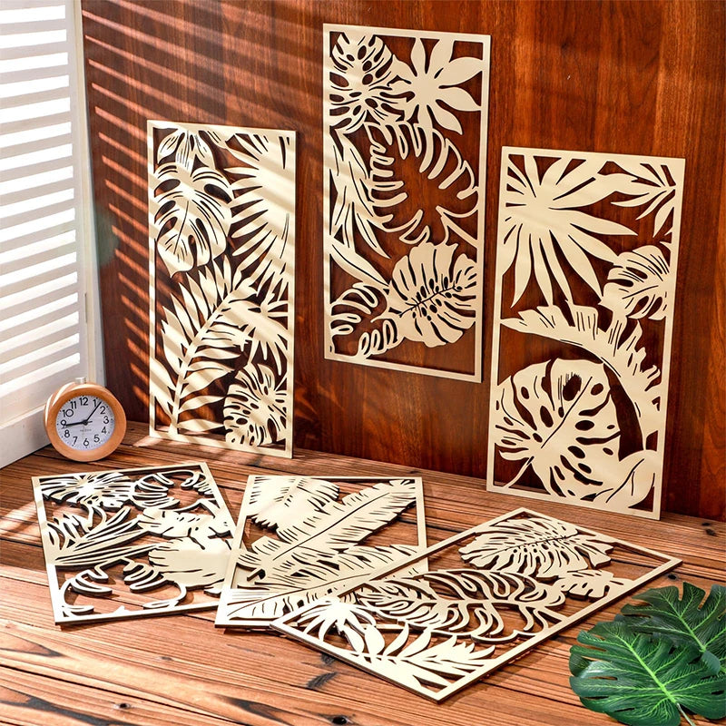 Décoration murale bois sculpté feuille de palmier style bohème