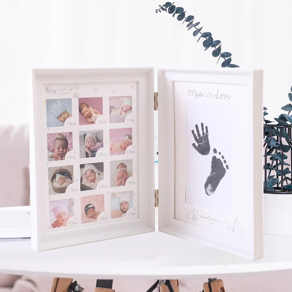 Cadre souvenir bébé 0-12 mois blanc avec photos jalons