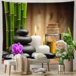 Tapisserie murale bambou zen vert