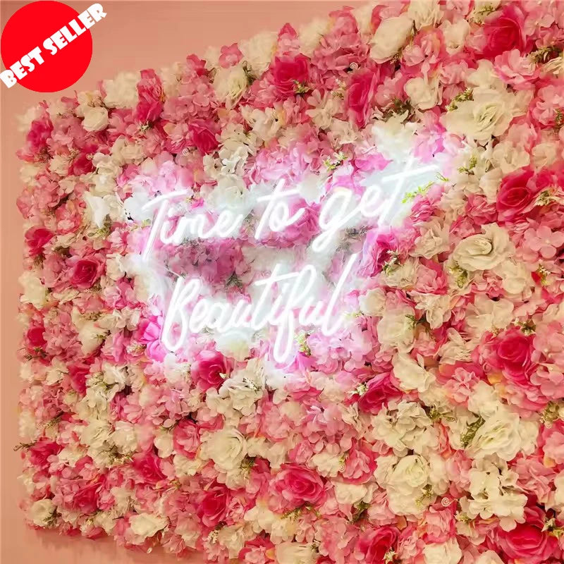 Mur de fleurs artificielles en soie Rose pour décoration de mariage
