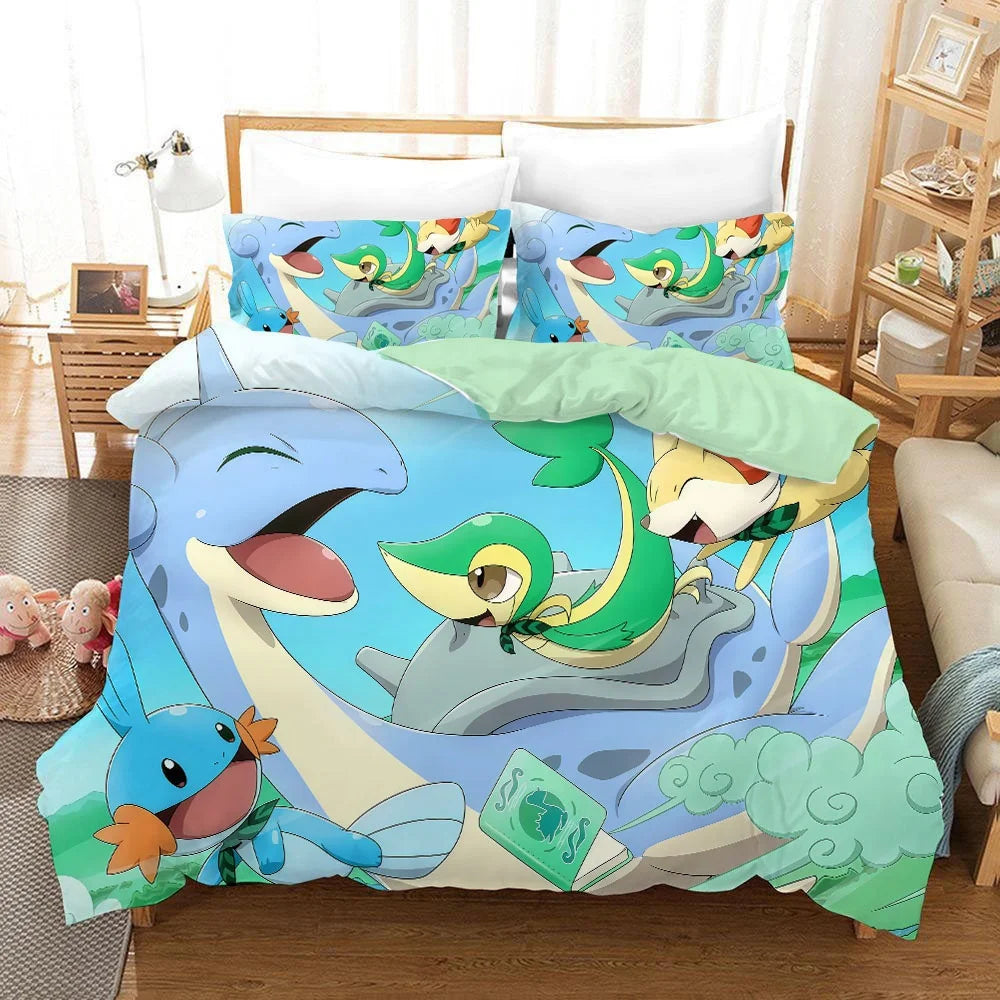 Parure de lit Pokemon Pikachu vert clair pour chambre enfant