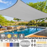 Voile d'ombrage rectangulaire blanche sur une terrasse