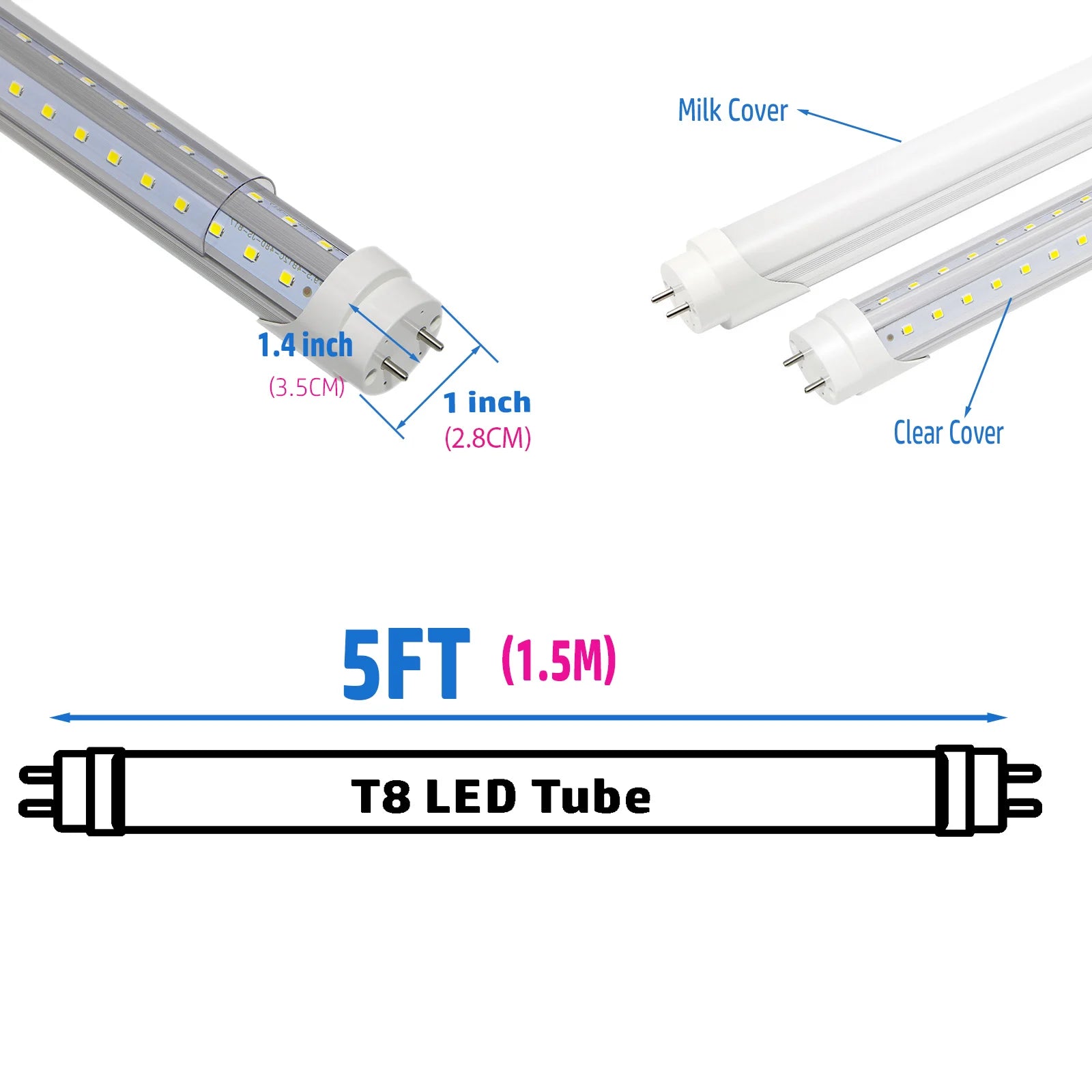 Tube néon LED 150 cm en V rouge