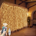 Guirlande rideau lumineuse LED 6m suspendue dans un intérieur moderne