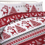 Parure de lit Noël motif élan rouge et flocons