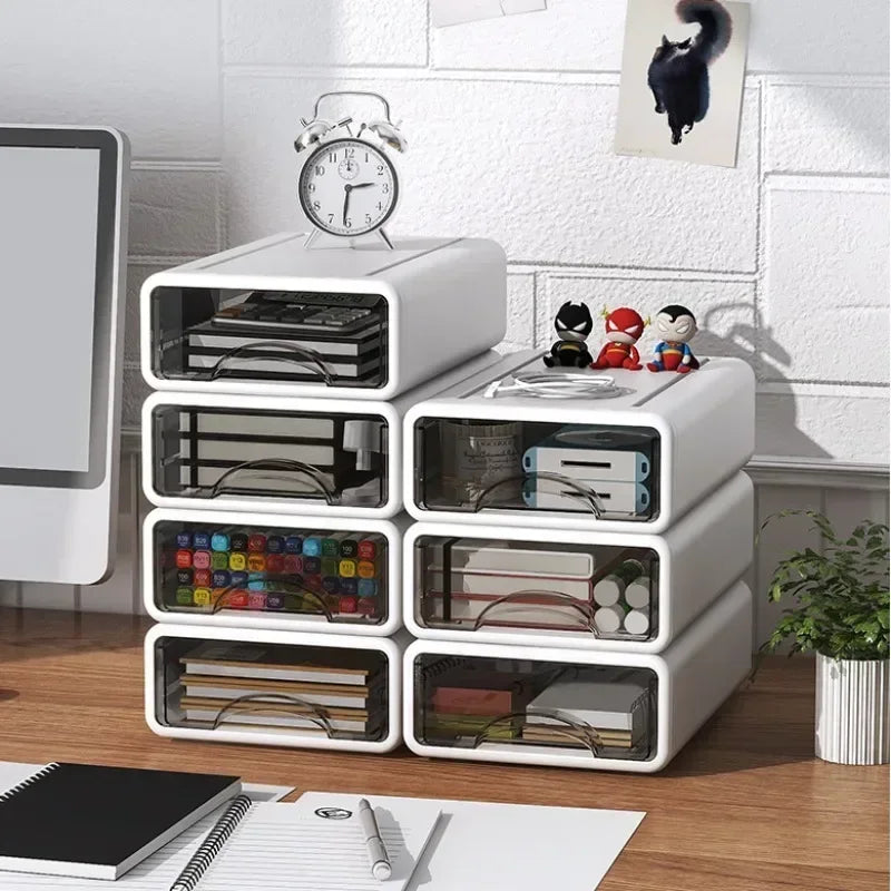 Boîte de rangement bureau empilable bleue