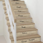 Autocollant escalier PVC noir texte inspirant