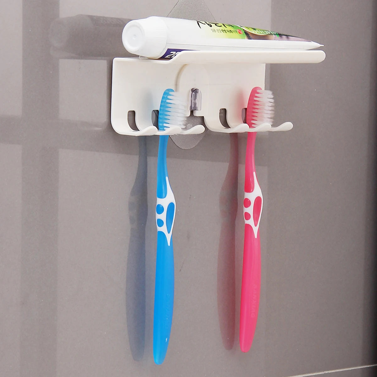 Porte-brosse à dents mural blanc 4 fentes ABS