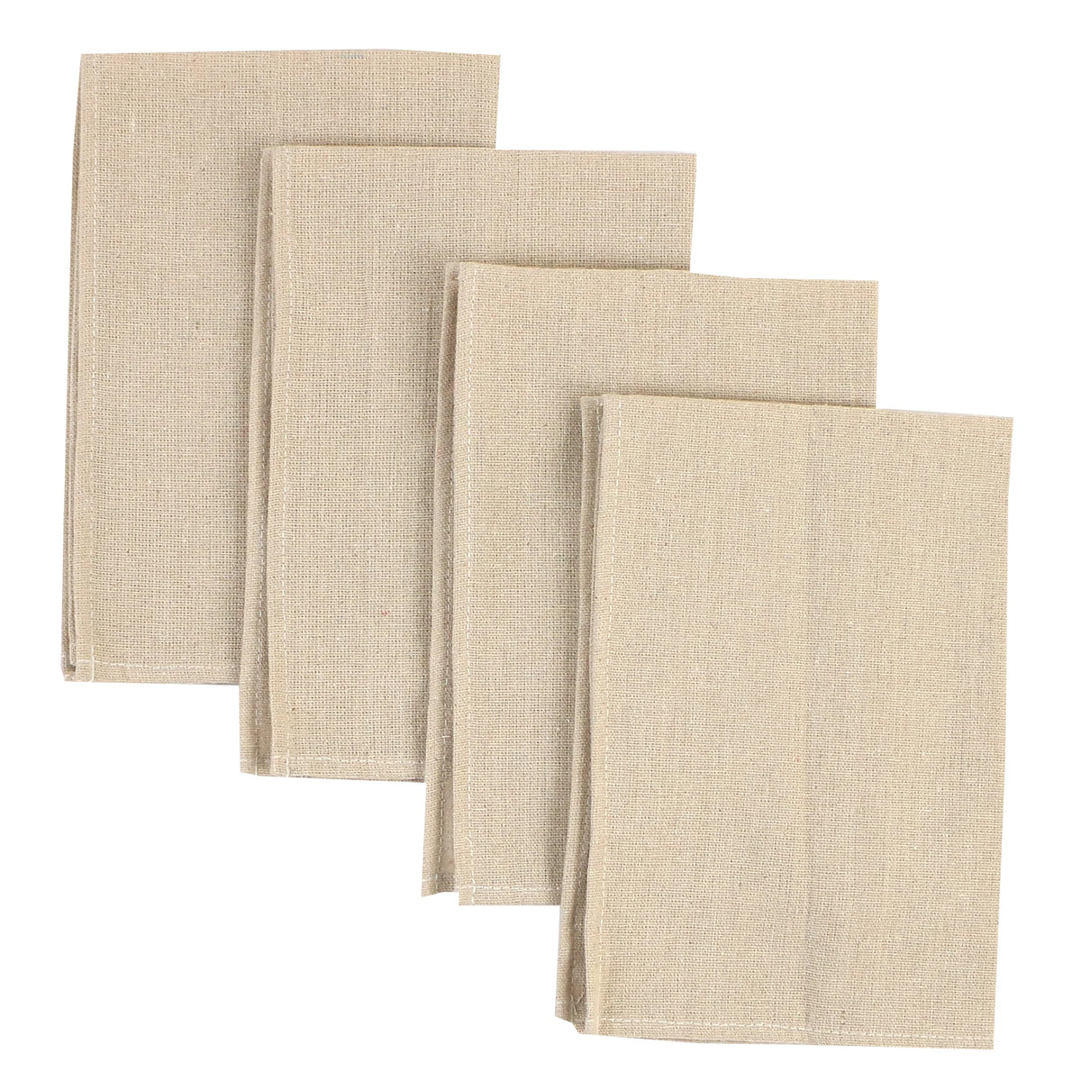 Un assortiment de quatre panneaux muraux carrés beige clair en matière textile.