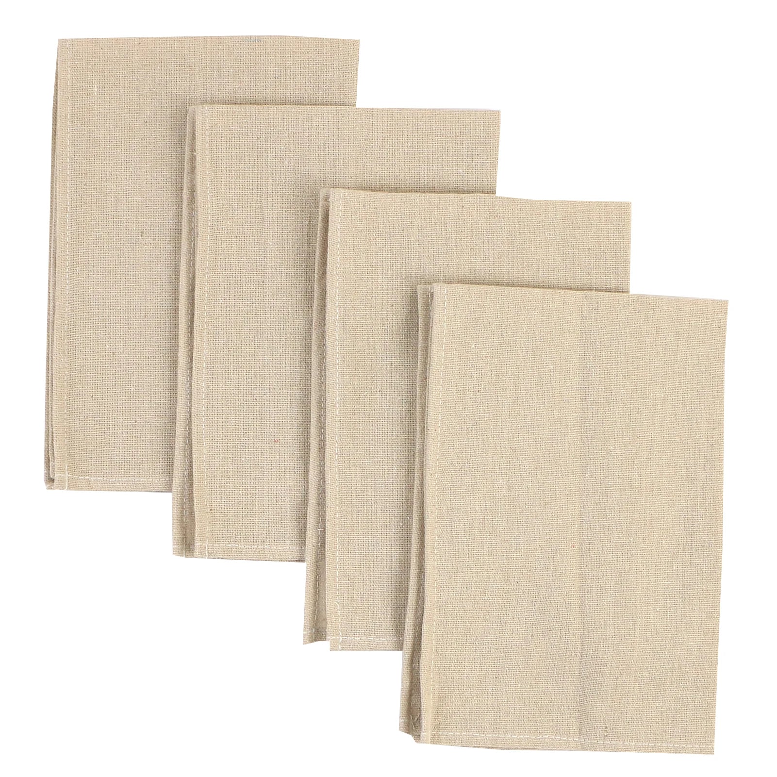 Un assortiment de quatre panneaux muraux carrés beige clair en matière textile.