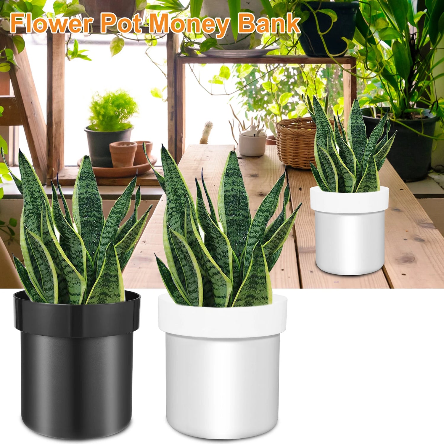Vue de dessus du cache pot avec pot de fleurs supérieur