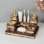 Porte-brosse à dents et tasse en marbre naturel foncé