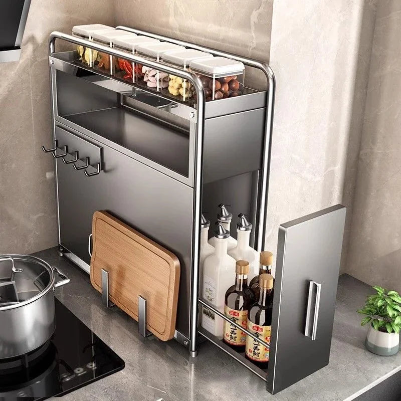 Étagère à épices cuisine étroite multifonctionnelle