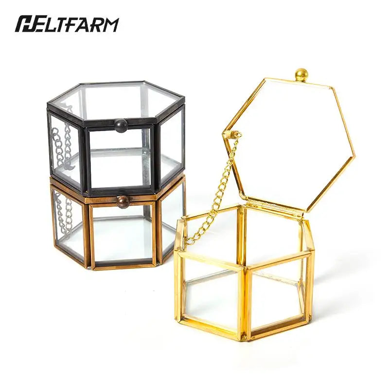 Boîte à bijoux en verre géométrique transparent