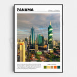 L'image montre un paysage urbain de Panama, une ville dynamique où l'architecture moderne côtoie le patrimoine historique. La skyline de gratte-ciel se dessine contre un ciel nuageux, reflétant la fusion harmonieuse entre modernité et tradition qui caractérise cette ville d'Amérique centrale.