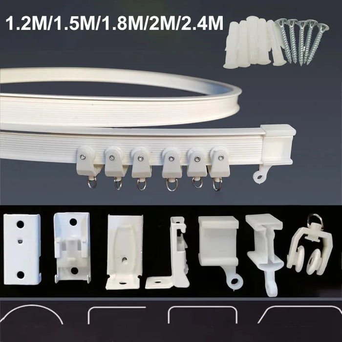 Rail de rideau flexible PVC blanc monté sur plafond droit