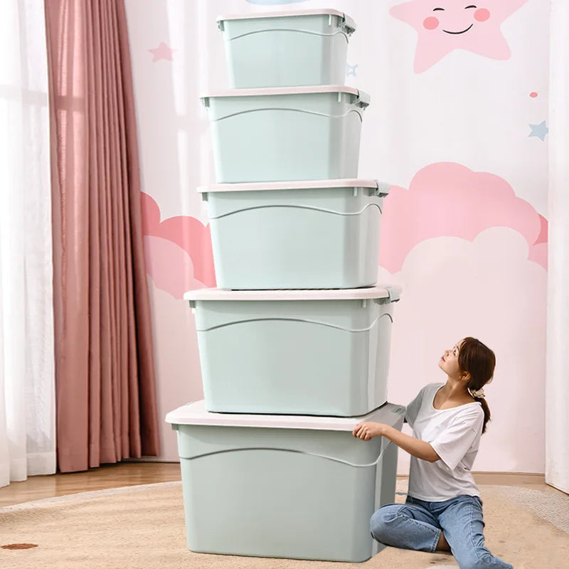 Boîte de rangement grande capacité bleue pour organisation domestique