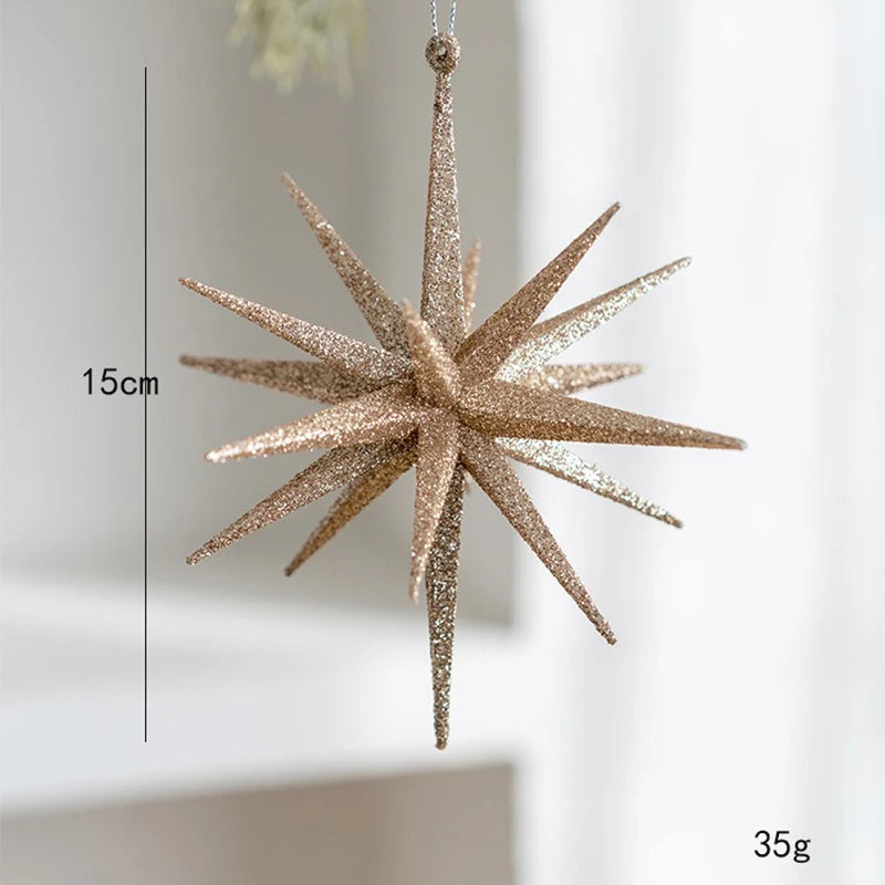 Étoile décorative champagne blanc pour sapin de Noël