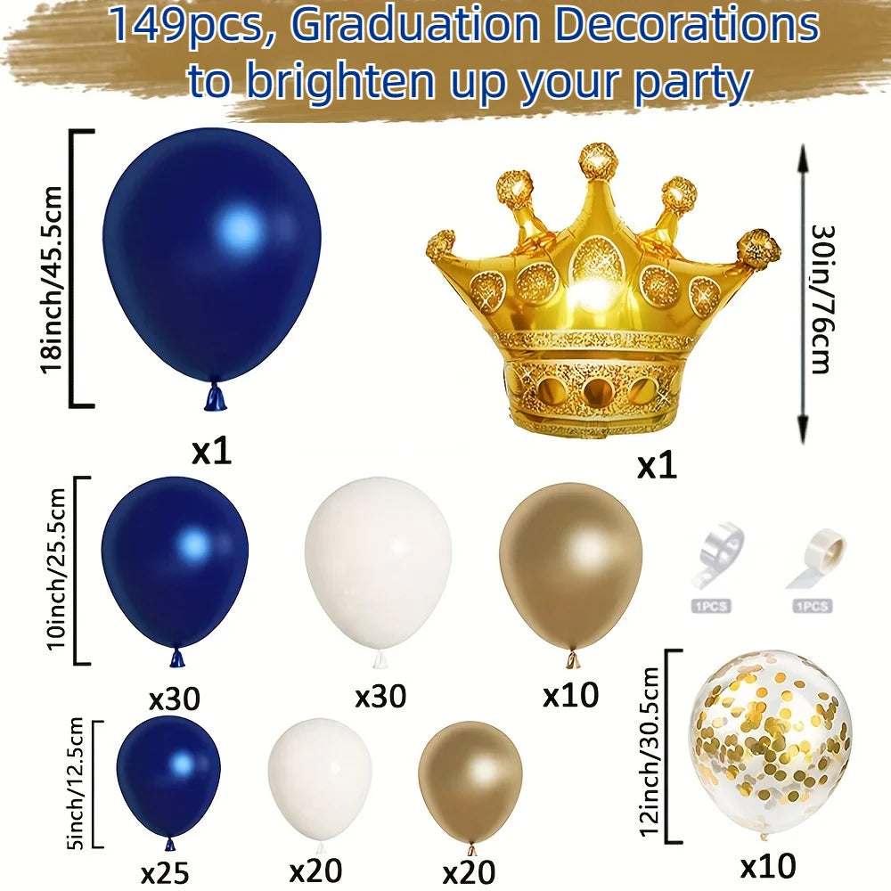 Arc de ballons bleu et or pour anniversaire