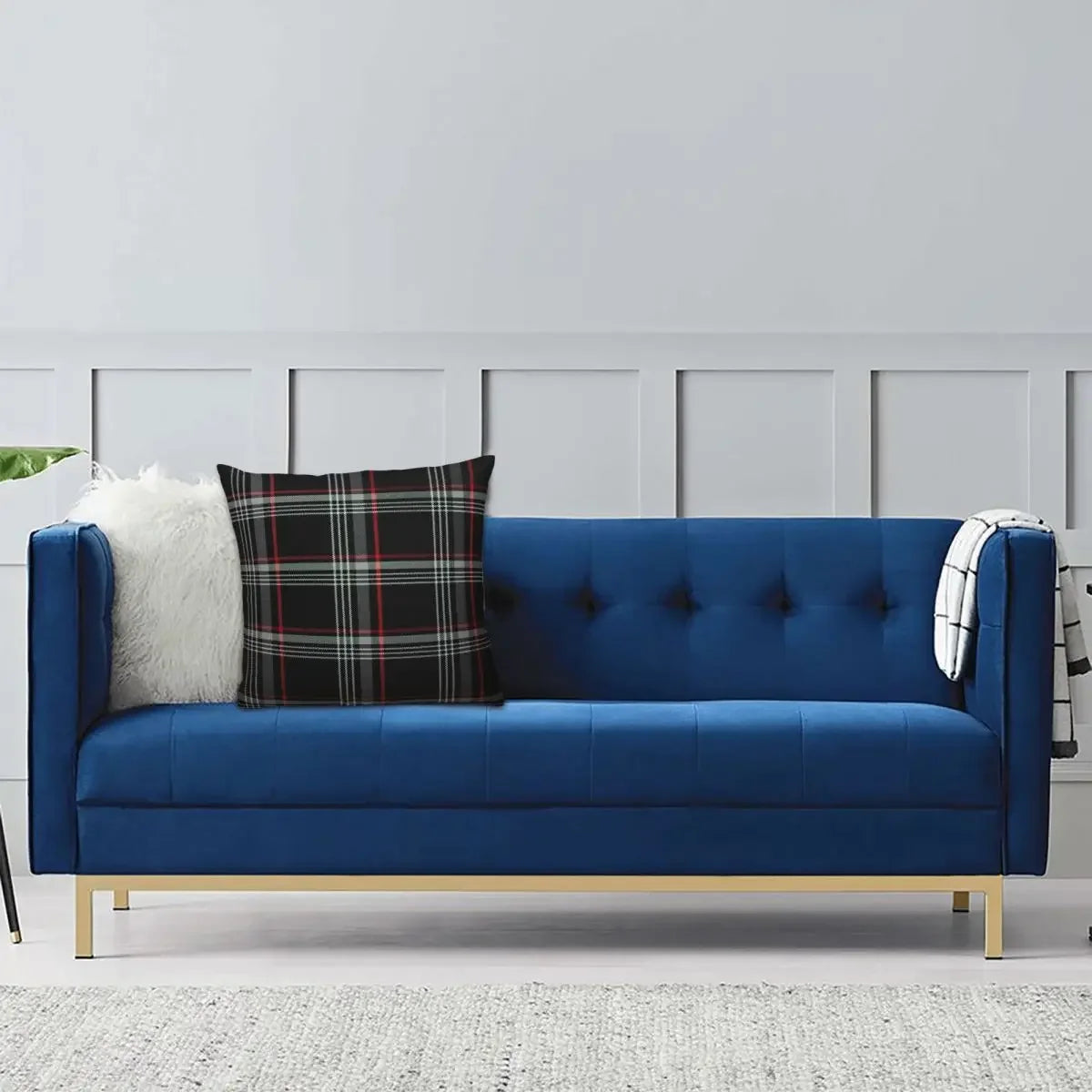 Housse de coussin pour chaise tartan